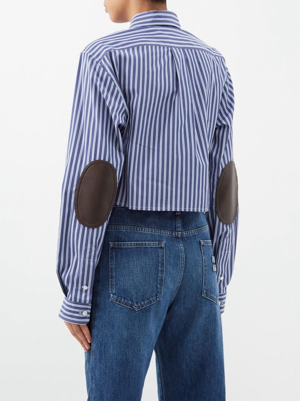 Authentic MIU MIU
Faux Leather-Patch Striped Cotton-Poplin Shirt - Picture 7 of 7